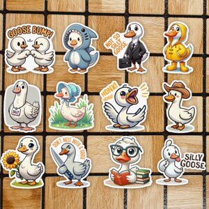 Cute Goose Sticker Pack of 12 Vinyl Stickers Waterproof Die Cut Sticker Set